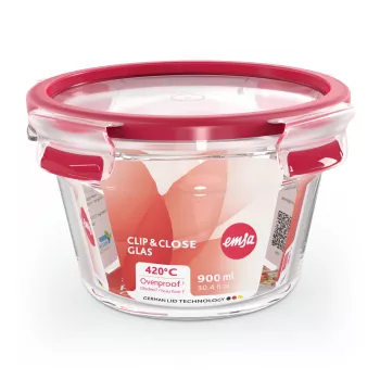 EMSA CLIP & CLOSE N10404 apvalus indas 0,9 l skaidrus 1 vnt.