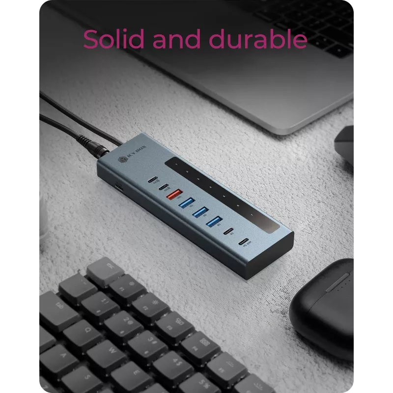 RAIDSONIC ICY BOX 9-in-1 USB C/A centrinis įrenginys su Power Delivery, aliuminis, mėlynas