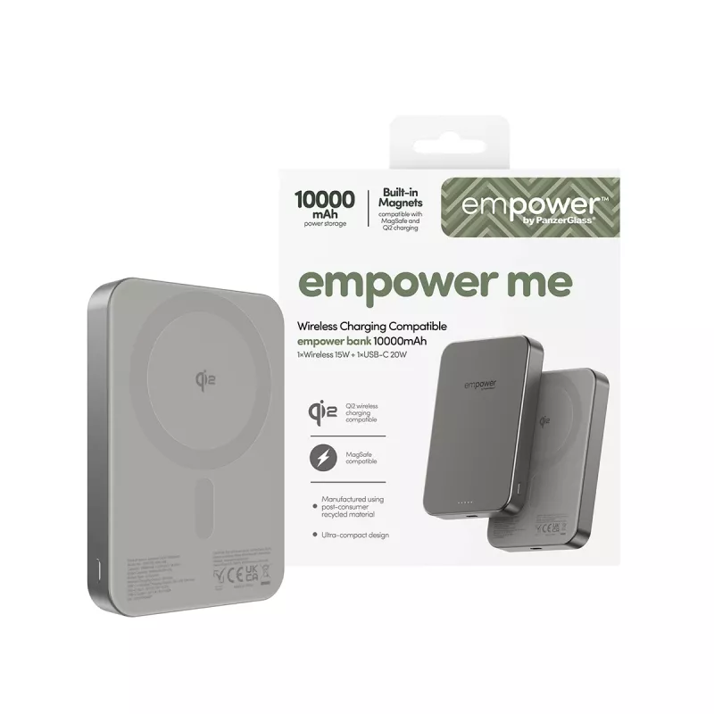 PanzerGlass empower by empower Bank 10000mAh Titanium – nešiojamas maitinimo blokas