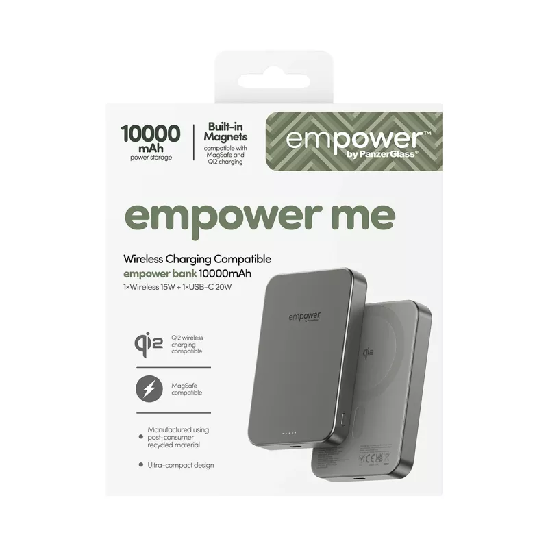 PanzerGlass empower by empower Bank 10000mAh Titanium – nešiojamas maitinimo blokas