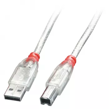 Lindy 0,2 m USB 2.0 laidas - A tipo (vyriškas) į B tipo (vyriškas), permatomas