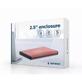 Išorinis HDD dėklas Gembird EE2-U3S-3-P, 2.5 colio SATA diskams, vienvietis, 5 Gbit/s, rožinis