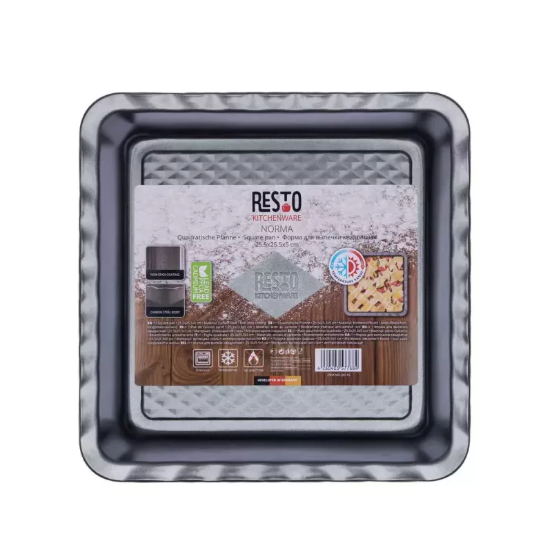 Kepimo indas lazanijai Resto Kitchenware 96115 Stačiakampis Anglinis plienas 255x255x50 mm