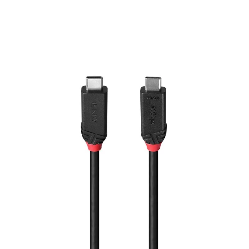 Lindy 0.5m USB4 240W Type C Laidas, Black Line, 0.5 m, USB C, USB C, USB4 Gen 3x2, 40 Gbit/s, Juoda