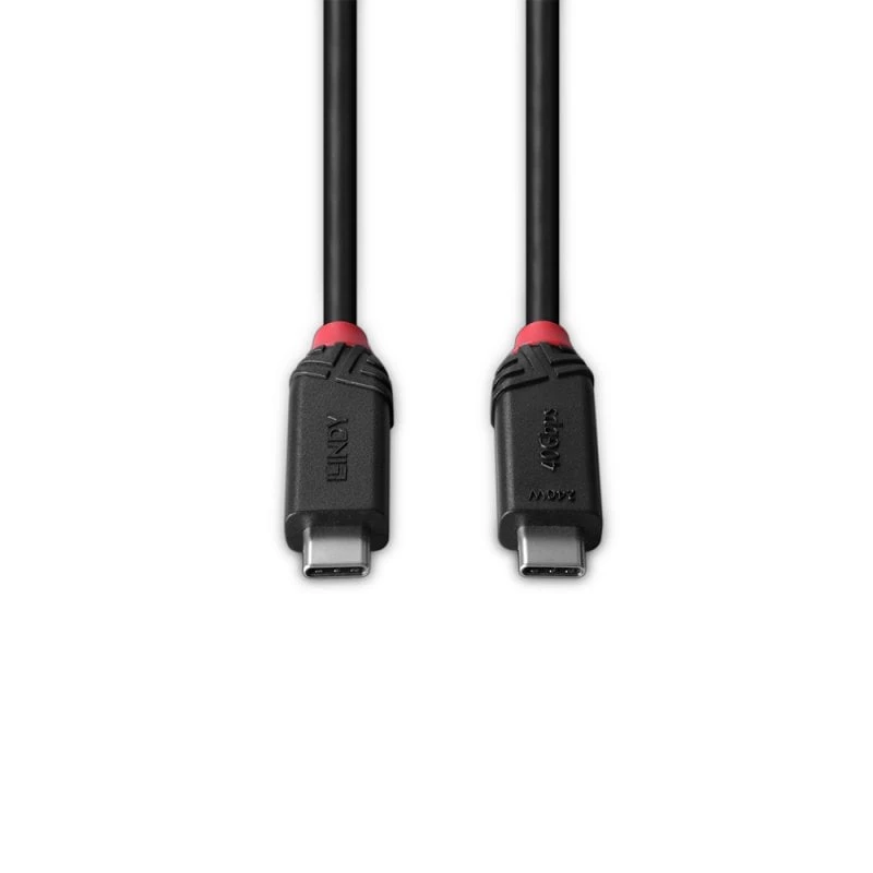 Lindy 0.5m USB4 240W Type C Laidas, Black Line, 0.5 m, USB C, USB C, USB4 Gen 3x2, 40 Gbit/s, Juoda