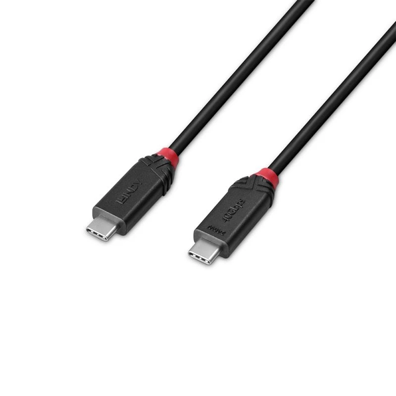 Lindy 0.5m USB4 240W Type C Laidas, Black Line, 0.5 m, USB C, USB C, USB4 Gen 3x2, 40 Gbit/s, Juoda