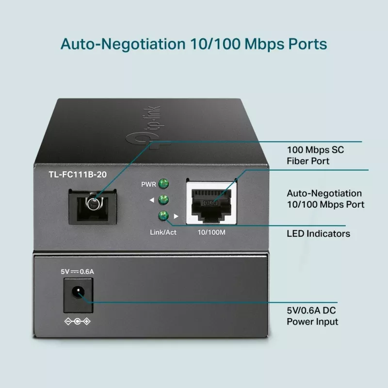 TP-Link TL-FC111B-20 100 Mbps vienmodis SC WDM dvipusis keitiklis