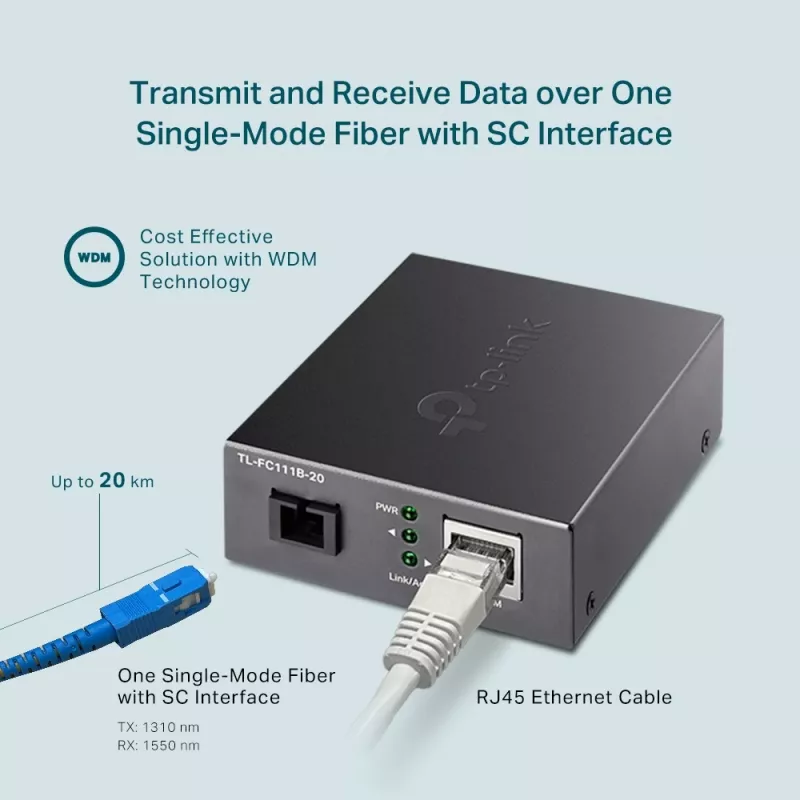 TP-Link TL-FC111B-20 100 Mbps vienmodis SC WDM dvipusis keitiklis