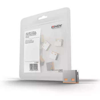 Lindy USB prievadų blokatorius (be rakto) – 10 vnt. pakuotė, oranžinė