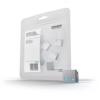 USB prievadų blokatorius Lindy USB Port Blocker be rakto, 10 vnt., mėlyna spalva