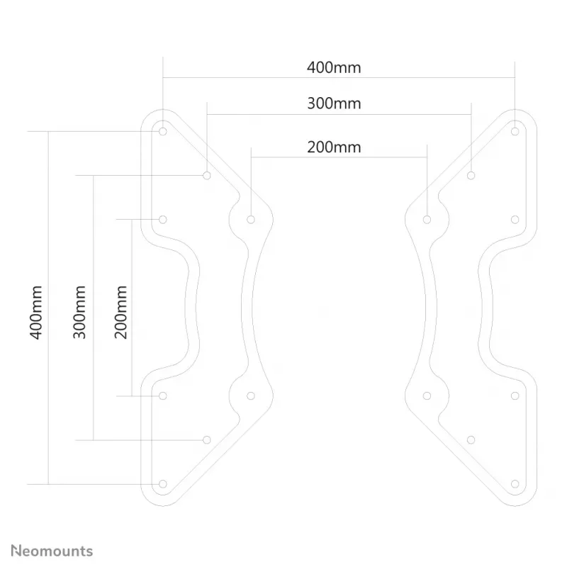 NEWSTAR VESA konversijos plokštė nuo VESA 200x200 iki 400x200, 400x400 - Juoda