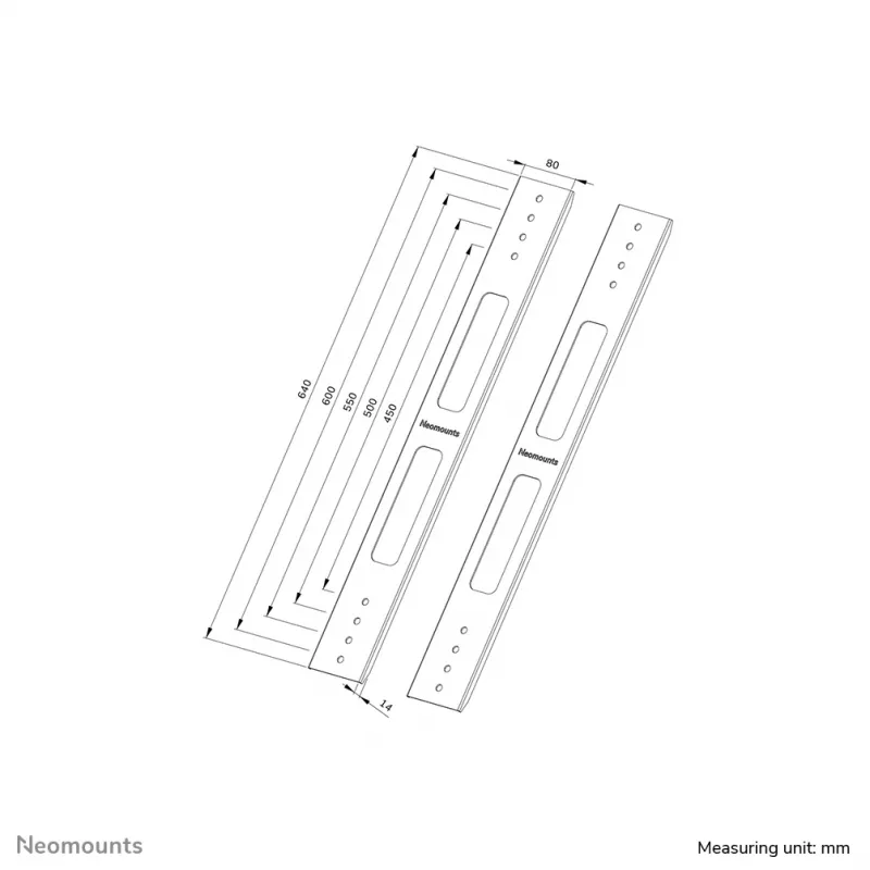 Prailginimo rinkinys Neomounts AWL-250BL16 VESA 400x600 640 mm aukštis