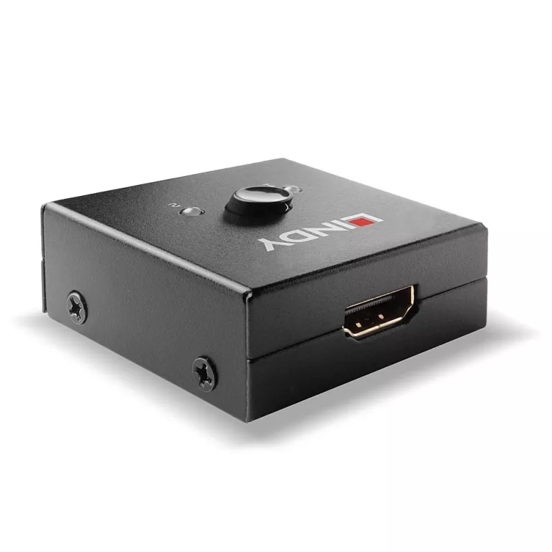 Lindy 2 prievadų HDMI 18G dvikryptis jungiklis, HDMI, Metalas, Juoda, 60 Hz, 18 Gbit/s, 3840 x 2160 pikselių