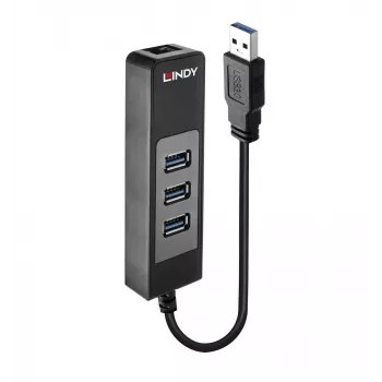 USB 3.0 šakotuvas ir Gigabit Ethernet keitiklis Lindy 43176