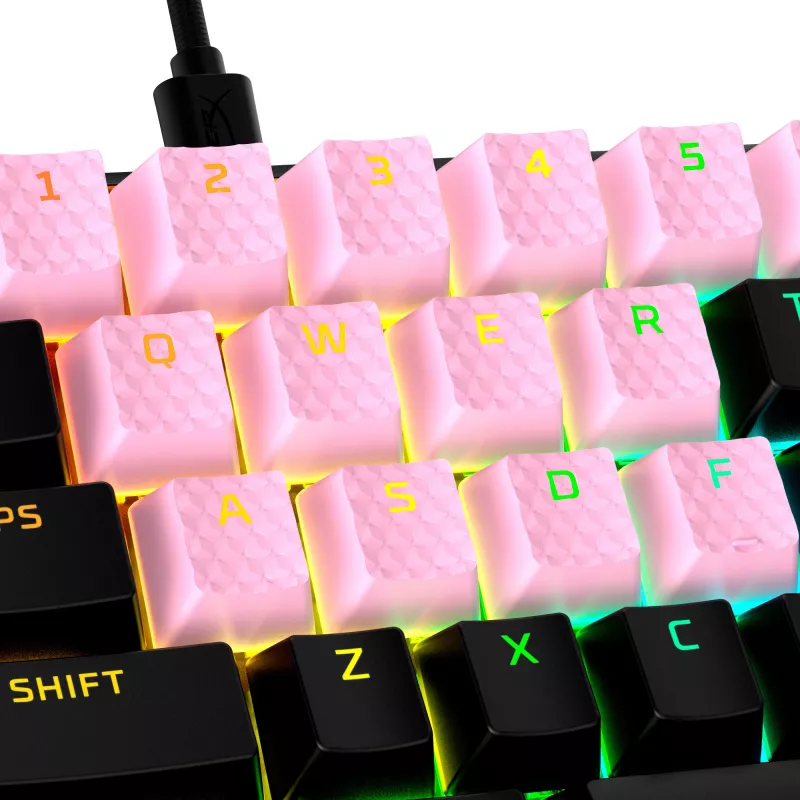 HyperX Rubber Keycaps Gaming Accessory Kit rausvos spalvos US išdėstymas, skirtas HyperX ir Cherry MX tipo jungikliams