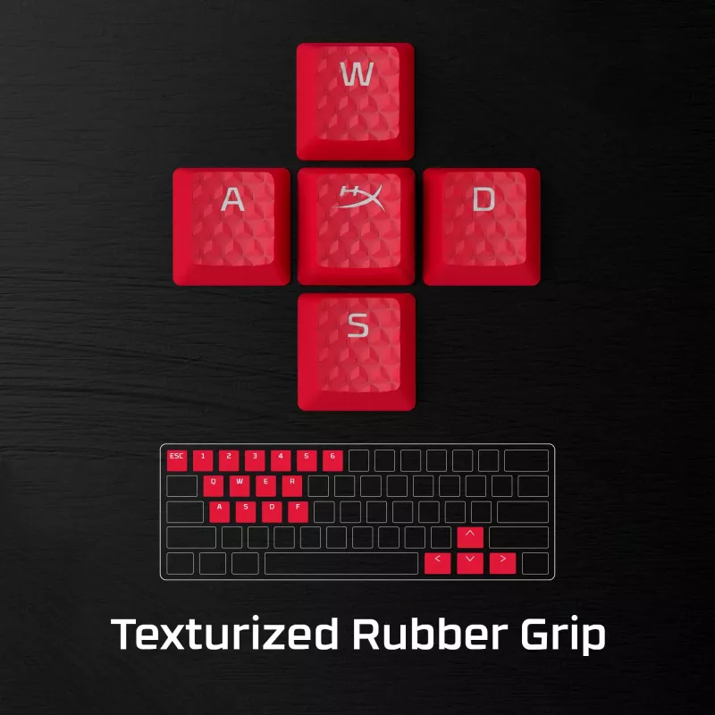 HyperX Rubber Keycaps Gaming Accessory Kit rausvos spalvos US išdėstymas, skirtas HyperX ir Cherry MX tipo jungikliams