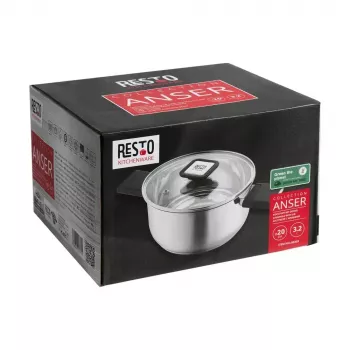 Resto Kitchenware Anser 3.2 L apvalus juodas nerūdijančio plieno puodas