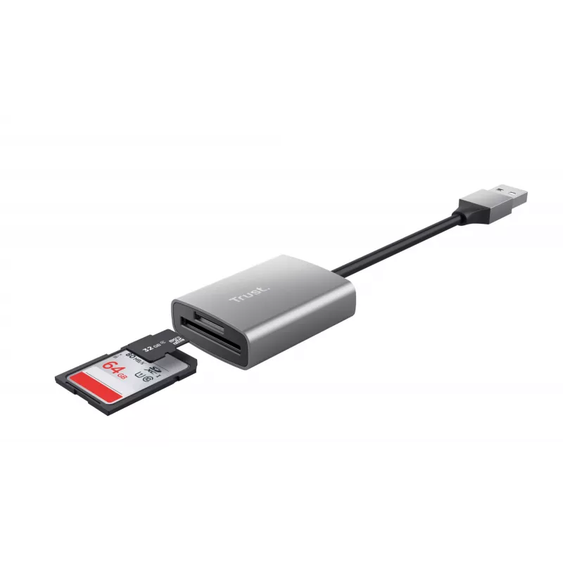 Trust Dalyx SD ir microSD kortelių skaitytuvas USB 3.2 Gen 1, aliuminis