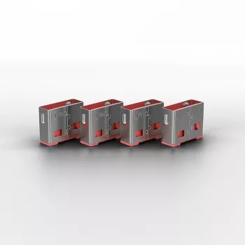 USB prievadų blokatorius Lindy USB Port Blocker, 4 vienetų rinkinys, spalvų kodas Rožinė