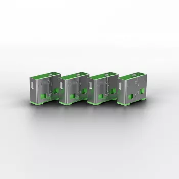 USB prievadų blokatorius Lindy USB Port Blocker, 4 vnt., žalios spalvos kodavimas