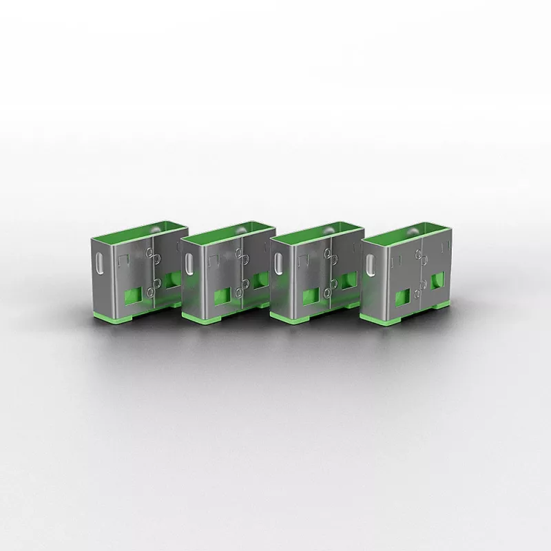 USB prievadų blokatorius Lindy USB Port Blocker, 4 vnt., žalios spalvos kodavimas