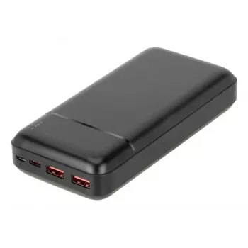 Nešiojamas maitinimo blokas Rivacase VA2102 Ličio polimeras 20000 mAh, Quick Charge 3.0, 2×USB-A + 1×USB-C, 22,5 W, juodas