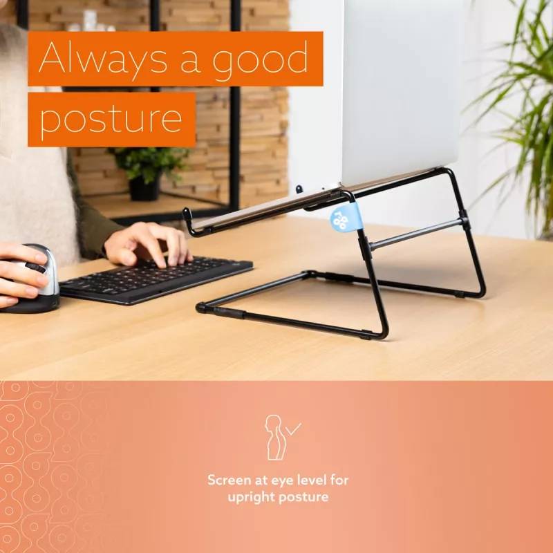 R-Go Tools stovas nešiojamam kompiuteriui R-Go Steel Office, tinka 10-22 colių, juodas