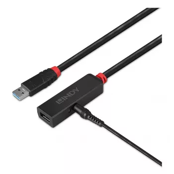 Lindy 3m USB 3.0 aktyvus ilginimo kabelis, plonas, USB 3.2 Gen 1 (3.1 Gen 1) Type-C, 5000 Mbit/s, juodas