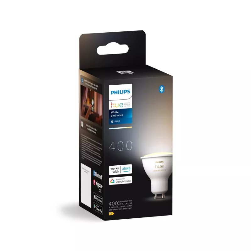 Philips Hue White ambience GU10 protingas prožektorius – išmanioji lemputė, Bluetooth/Zigbee, balta, LED, GU10