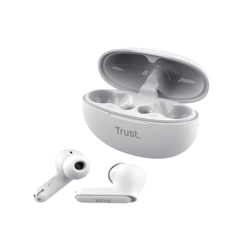 Trust Yavi belaidžiai ausinukai True Wireless Stereo (TWS) į ausį Skambučiai/Muzika USB Type-C Balti