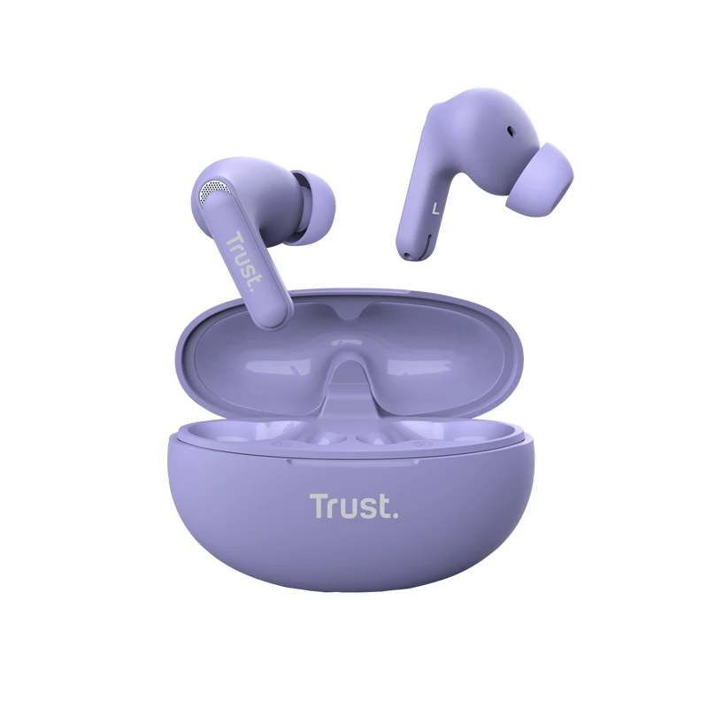 Trust Yavi 25297 Bluetooth ausinės-kištukai su ENC, violetinės