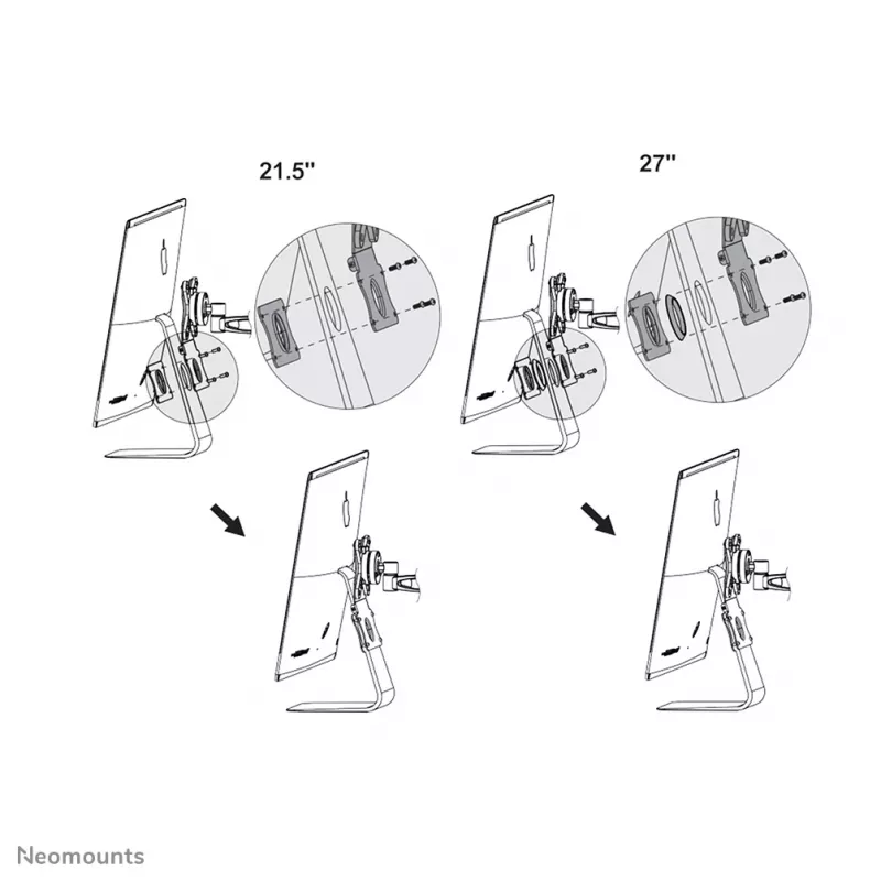 Neomounts FPMA-VESAMAC2127 iMac VESA adapteris, sidabrinis, plieninis, 15 kg, 100 x 100, 75 x 75 mm, 730 g