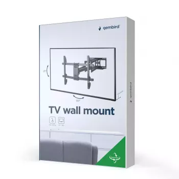 Sieninis TV laikiklis Gembird WM-80ST-02 – fiksuotas/pakreipiamas, 37–80 colių, VESA iki 600x400, 60 kg, juodas