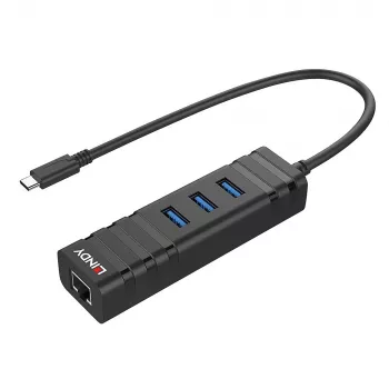 USB 3.2 HUB su Gigabit Ethernet adapteriu Lindy