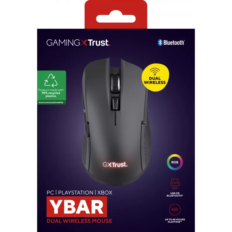 Trust GXT 931 Ybar gaming pelė dešinei rankai Bluetooth Laser 7200 DPI