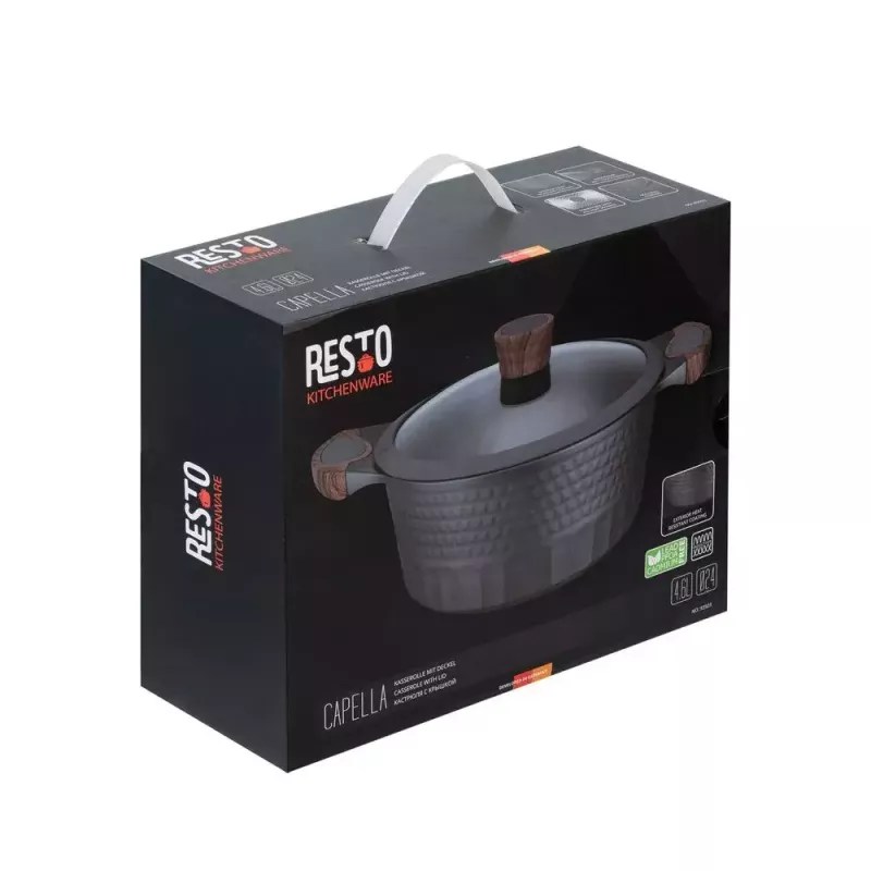 Resto Kitchenware Capella 4,6 L apvalus juodas medinis puodas