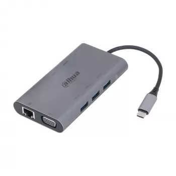 Dahua Technology 9 viename USB 3.1 Type-C į USB 3.0 + HDMI + RJ45 + VGA + SD/TF +PD dokų stotelė