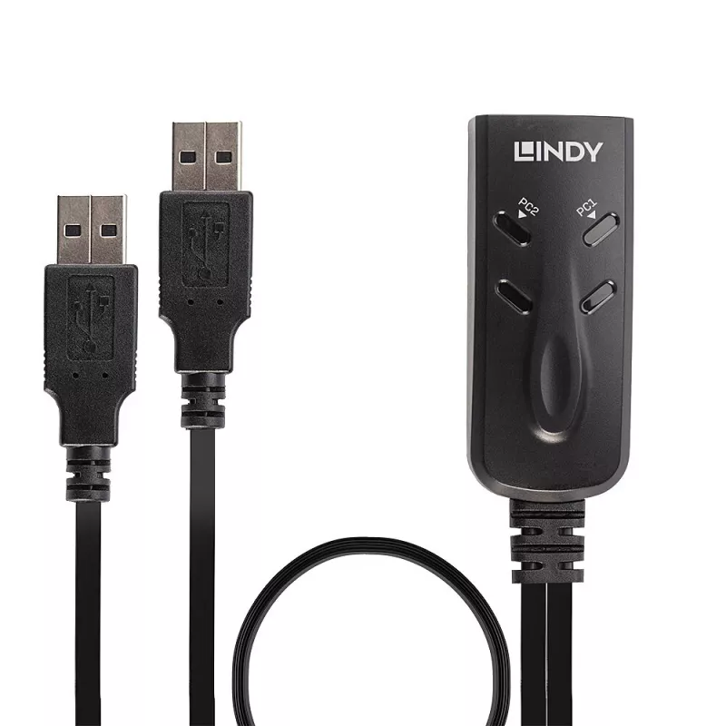 Lindy 2 prievadų USB klaviatūros ir pelės perjungiklis KM