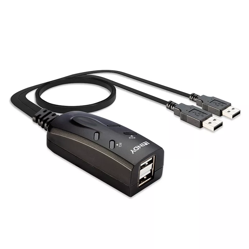 Lindy 2 prievadų USB klaviatūros ir pelės perjungiklis KM