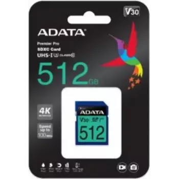 „Flash“ atminties kortelė ADATA 512 GB SDXC UHS-I Class 10 ASDX512GUI3V30S-R