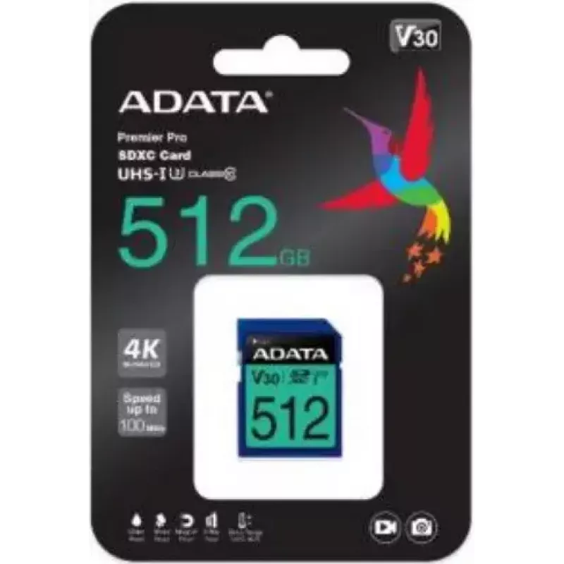 „Flash“ atminties kortelė ADATA 512 GB SDXC UHS-I Class 10 ASDX512GUI3V30S-R
