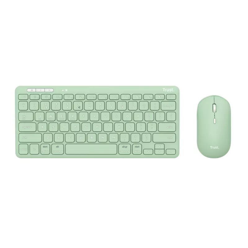 Trust Lyra klaviatūra su pele, biuro, RF belaidis + Bluetooth, QWERTY JAV anglų, žalia