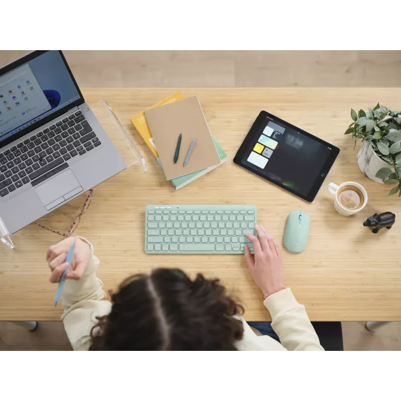 Trust Lyra klaviatūra su pele, biuro, RF belaidis + Bluetooth, QWERTY JAV anglų, žalia