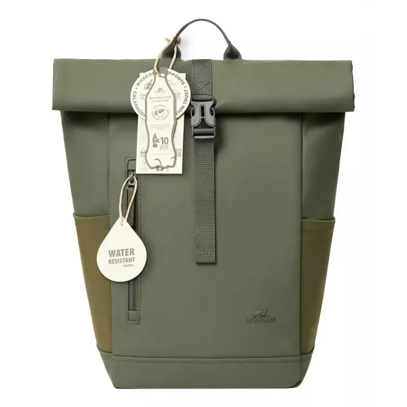 Kelioninė kuprinė Rivacase Eden Olive PU oda Poliesteris rPET 250x160x430mm