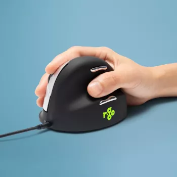 R-Go HE Break ergonominė vertikali pelė su pertraukų programine įranga, vidutinė (rankos dydis 165–185 mm), dešinei rankai, laidinė, juoda