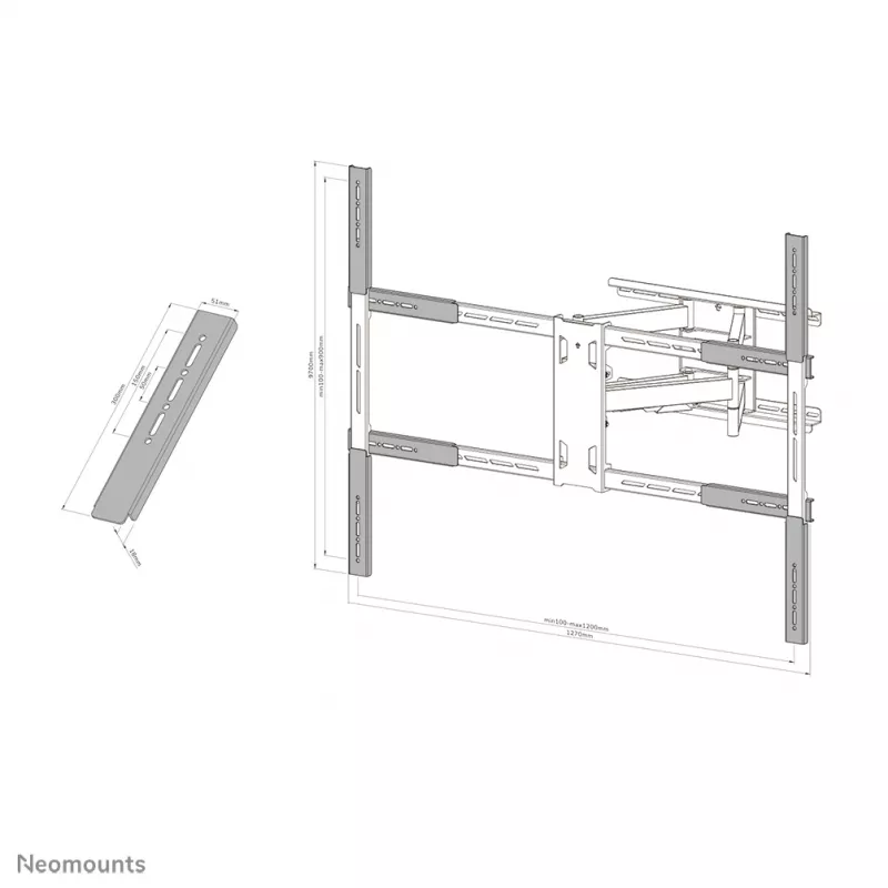 Neomounts AWLS-950BL1 VESA prailginimo rinkinys 55-110 col. - maks. 125 kg