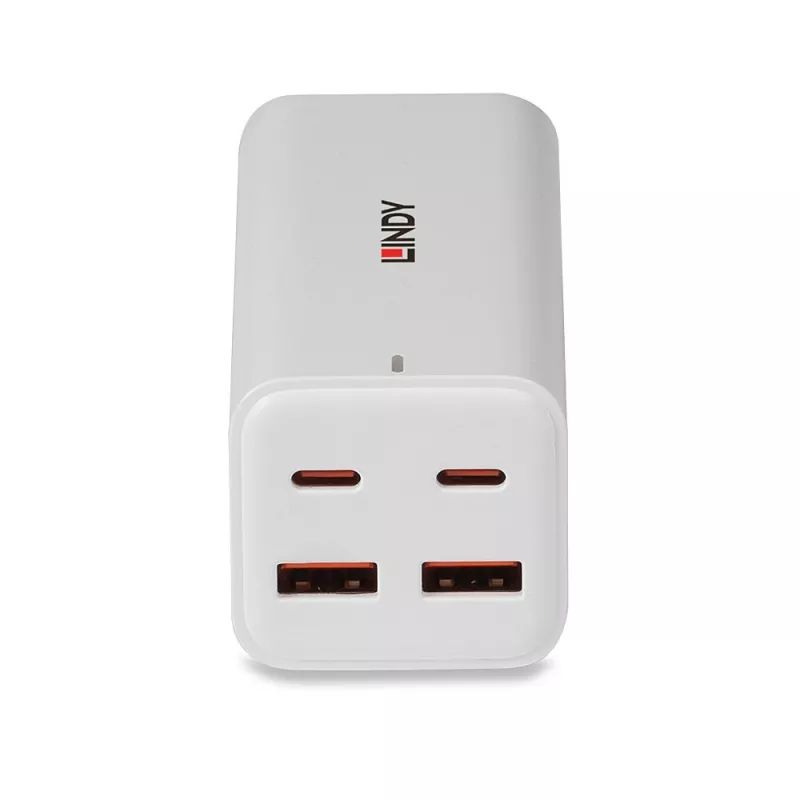 Lindy 100W 4 prievadų USB Type-A ir C GaN sieninis kroviklis, vidaus, universalus