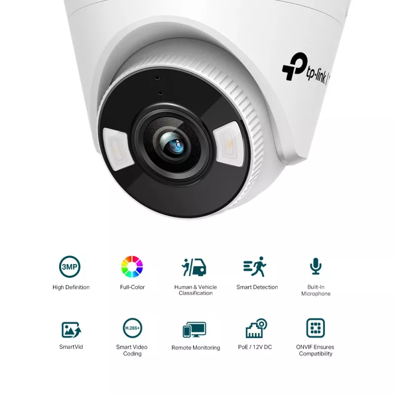 TP-Link VIGI C430 Kupolinė IP kamera, 3MP, 2304x1296, vidaus ir lauko, lubų montavimui
