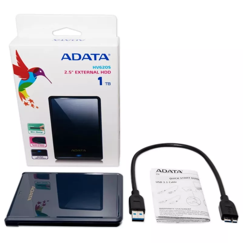ADATA HV620S išorinis kietasis diskas 1 TB 2,5 colio Micro-USB B 3.2 Gen 1 (3.1 Gen 1) mėlynas