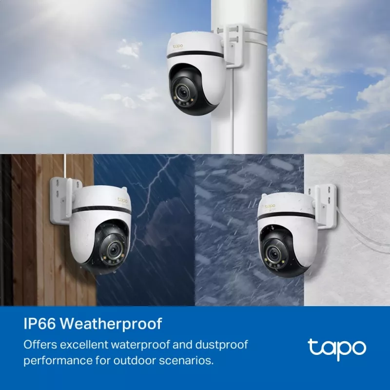 TP-Link lauko PTZ apsaugos „Wi-Fi“ kamera 3K 5MP (2880x1620), 2,4 GHz, 2 išorinės antenos, 1 Ethernet prievadas, horizontalus 360°